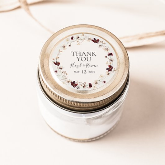 Copper Burgundy Wildflower | Beige Hartelijk dank Ronde Sticker