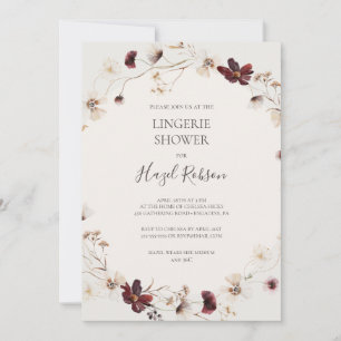 Copper Burgundy Wildflower Beige Lingerie Shower Kaart