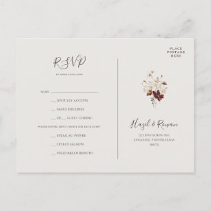Copper Burgundy Wildflower Beige Menu Keuze RSVP