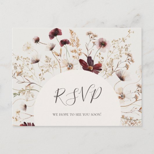 Copper Burgundy Wildflower Beige Menu Keuze RSVP (Voorkant)