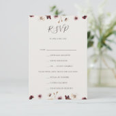 Copper Burgundy Wildflower Beige Menu Keuze RSVP (Staand voorkant)