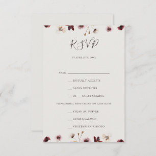Copper Burgundy Wildflower Beige Menu Keuze RSVP