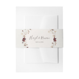 Copper Burgundy Wildflower | Beige Weddenschap Uitnodigingen Wikkel