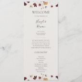 Copper Burgundy Wildflower | Beige Wedding Program Programmakaart (Voorkant)