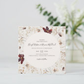 Copper Burgundy Wildflower | Biggenpleisterweddens Kaart (Staand voorkant)