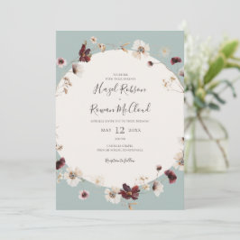 Copper Burgundy Wildflower | Blauwgroen Casual huw Kaart