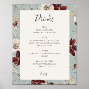 Copper Burgundy Wildflower   BLAUWGROEN DRINKEN Poster
