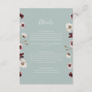 Copper Burgundy Wildflower   Blauwgroen gegevens Informatiekaartje