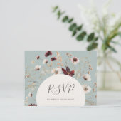 Copper Burgundy Wildflower | Blauwgroen huwelijk R Briefkaart (Staand voorkant)