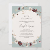 Copper Burgundy Wildflower | Blauwgroen Laten we v Kaart (Voorkant)