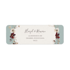 Copper Burgundy Wildflower | Blauwgroen retouradre Etiket