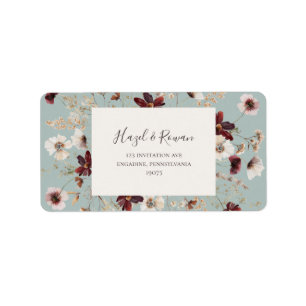 Copper Burgundy Wildflower Blauwgroen retouradre Etiket