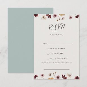 Copper Burgundy Wildflower Blauwgroen Song Request RSVP Kaartje