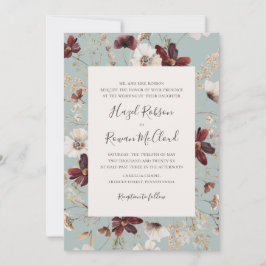 Copper Burgundy Wildflower | Blauwgroen traditione Kaart