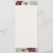 Copper Burgundy Wildflower | Blauwgroen weddenscha Menu (Achterkant)