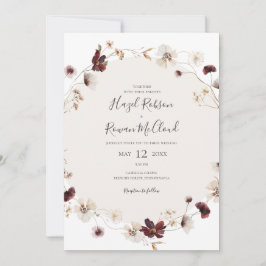 Copper Burgundy Wildflower | Casual huwelijk Kaart