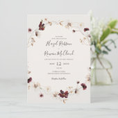 Copper Burgundy Wildflower | Casual weddenschap tu Kaart (Staand voorkant)