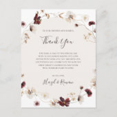 Copper Burgundy Wildflower Hartelijk dank Briefkaart (Voorkant)