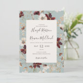 Copper Burgundy Wildflower | Licht Blauwgroen in é Kaart (Staand voorkant)