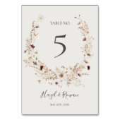 Copper Burgundy Wildflower | Nummer beige tabel Kaart (Voorkant)