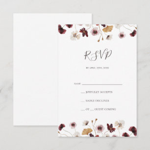 Copper Burgundy Wildflower RSVP-kaart RSVP Kaartje