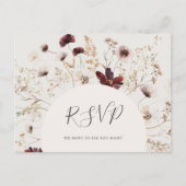 Copper Burgundy Wildflower | RSVP van beige bruilo Briefkaart (Voorkant)