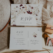 Copper Burgundy Wildflower | RSVP van beige bruilo Briefkaart