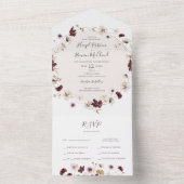 Copper Burgundy Wildflower Seal and Send All In One Uitnodiging (Binnen)