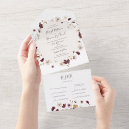 Copper Burgundy Wildflower Seal and Send All In One Uitnodiging