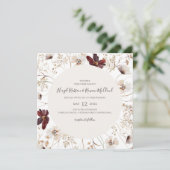 Copper Burgundy Wildflower | Square Wedding Kaart (Staand voorkant)