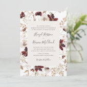Copper Burgundy Wildflower | Traditioneel huwelijk Kaart (Staand voorkant)