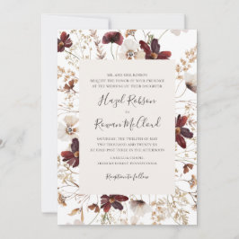 Copper Burgundy Wildflower | Traditioneel huwelijk Kaart