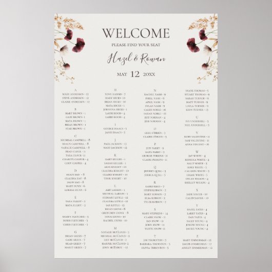 Copper Burgundy Wildflower | Verzamelrooster Poster (Voorkant)