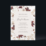 Copper Burgundy Wildflower we doen nog steeds Wit  Kaart<br><div class="desc">Deze koperen bruine bloem die we nog steeds vernieuwen, is perfect voor je klassieke roestroest, witte marsala vow vernieuwing. Het ontwerp is voorzien van een bohemische kreet of bouquet van moderne waterverf paarse, rode, grijze en wazige, roze wildbloemen, samen met verbrande oranje en goudgroen. Het ontwerp bevat papavers en gerst....</div>