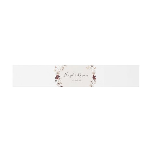 Copper Burgundy Wildflower Wedding Uitnodigingen Wikkel (Vlak)