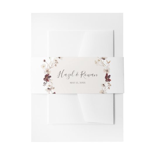 Copper Burgundy Wildflower Wedding Uitnodigingen Wikkel (Voorkant Voorbeeld)