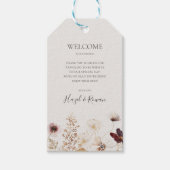 Copper Burgundy Wildflower | Welkom beige Weddensc Cadeaulabel (Voorkant)