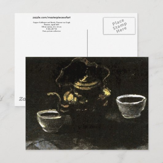 Copper Coffeepot en Bowls, Vincent van Gogh Briefkaart (Voorkant / Achterkant)