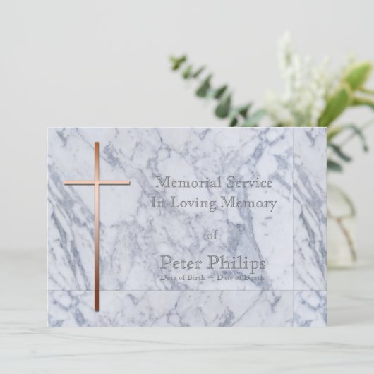 Copper Cross Marble 2 Uitvaart Aankondiging (Staand voorkant)