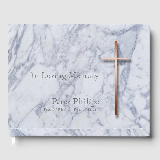 Copper Cross Marble Funeral Memorial Guest Book Gastenboek (Voorkant)