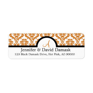 Copper Damask Monogram Labels {niet metaal}