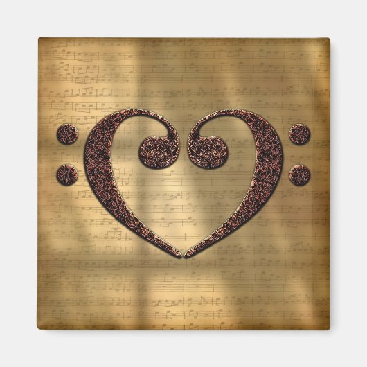 Copper Double Bass Clef Heart Music Lover Magneet (Voorkant)
