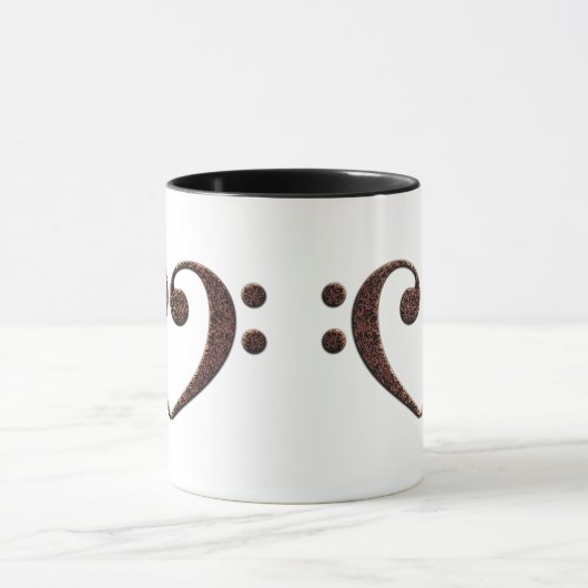 Copper Double Bass Clef Heart Music Lover Mok (Midden)