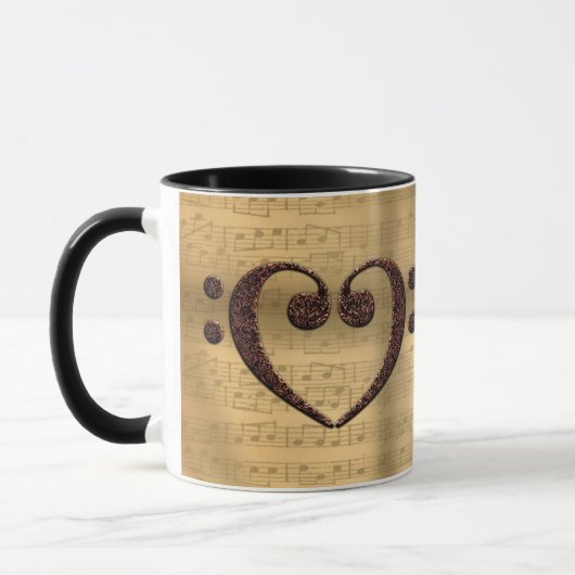Copper Double Bass Clef Heart Music Lover Mok (Links)