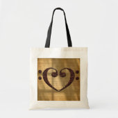 Copper Double Bass Clef Heart Music Lover Tote Bag (Voorkant)