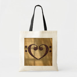 Copper Double Bass Clef Heart Music Lover Tote Bag