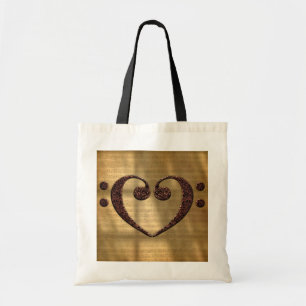 Copper Double Bass Clef Heart Music Lover Tote Bag