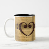 Copper Double Bass Clef Heart Music Lover Tweekleurige Koffiemok (Links)