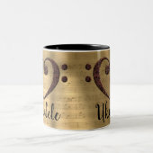 Copper Double Bass Clef Heart Ukulele Tweekleurige Koffiemok (Center)
