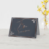 Copper Dusty Blue is het seizoen kalligrafie Kaart (Gele Bloem)